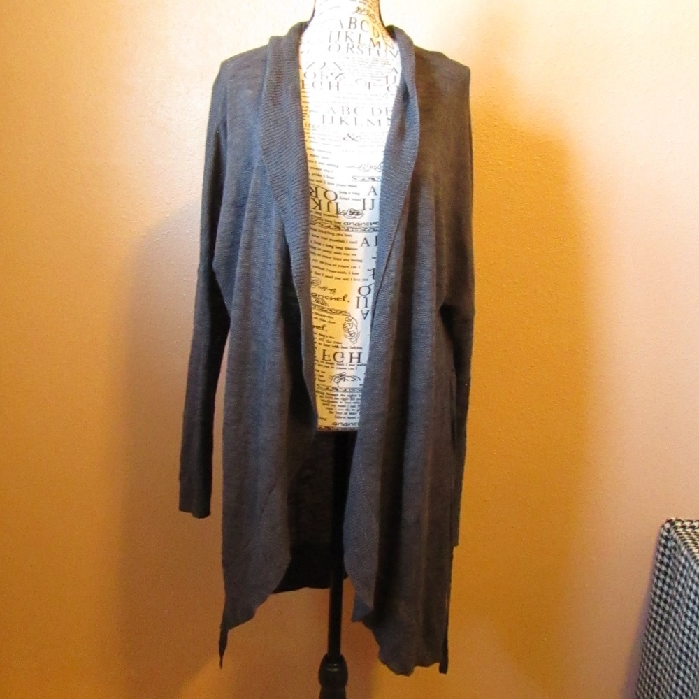 LOFT Dark Gray Open Front Cardigan